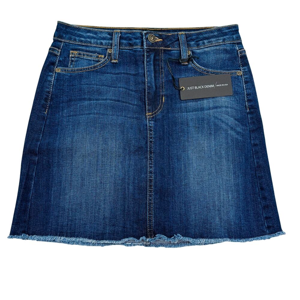 Just Black Denim Dark Wash Western Festival Raw Hem Denim Mini Skirt Women's XS